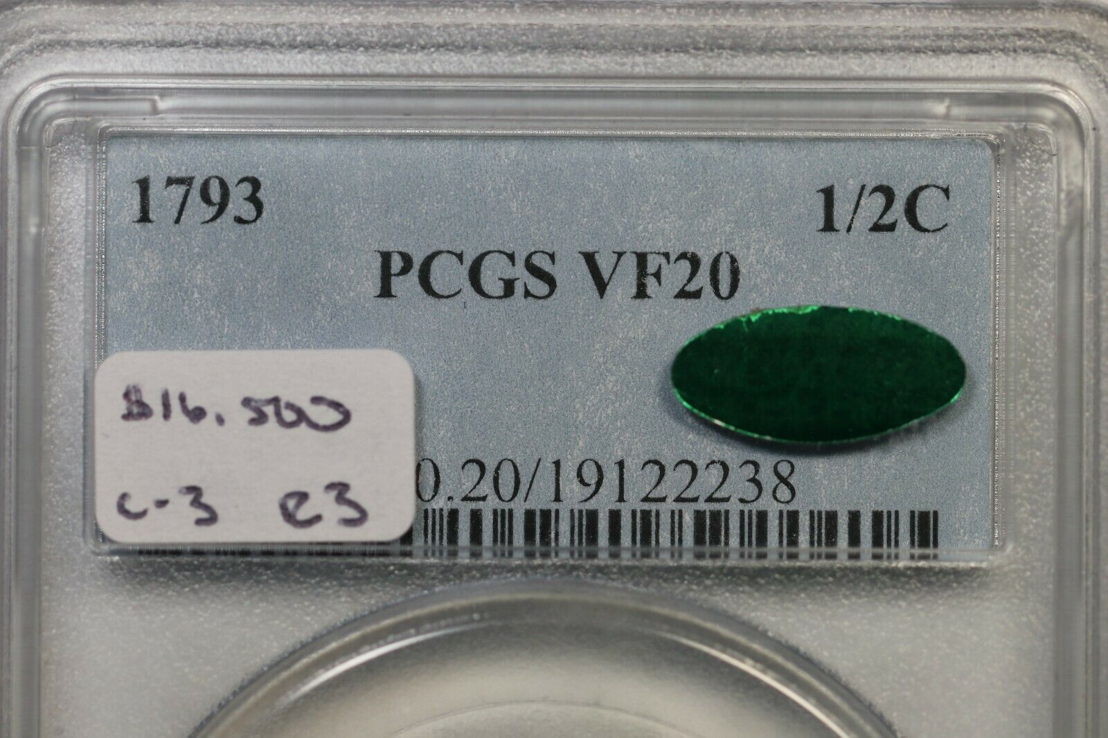 1793 C-3 R-3 PCGS VF 20 CAC Liberty Cap Half Cent Coin 1/2c - Fresh Stock Dated October 2025
