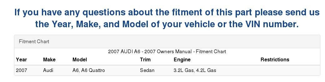 2007 AUDI A6 - 2007 Owners Manual - Fresh Stock Dated October 2025