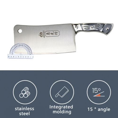 Kitchen 7'' Cleaver Knife Chopper Butcher Stainless Steel for Home Restaurant US - Fresh Stock Dated October 2025