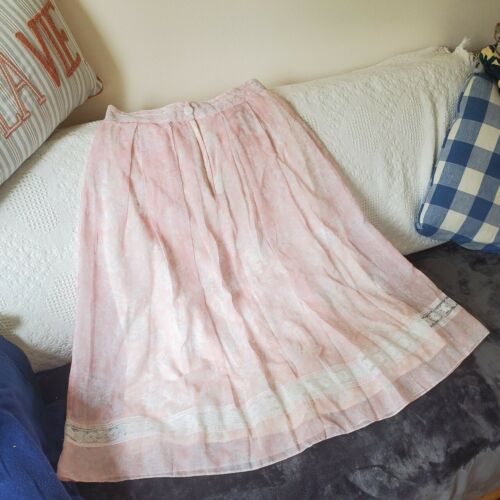 Vintage 70s Gunne Sax Gunnies Pink Prairie Skirt Size 13 / Modern Size 6 - Fresh Stock Dated October 2025