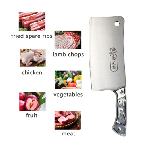 Kitchen 7'' Cleaver Knife Chopper Butcher Stainless Steel for Home Restaurant US - Fresh Stock Dated October 2025