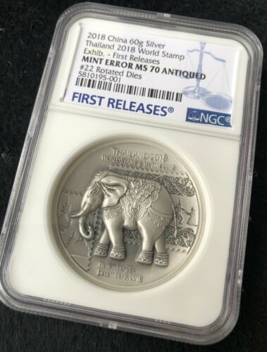 Mint Error NGC MS70 2018 Thailand World Stamp expo Antique Silver  Medal 60gram - Fresh Stock Dated October 2025