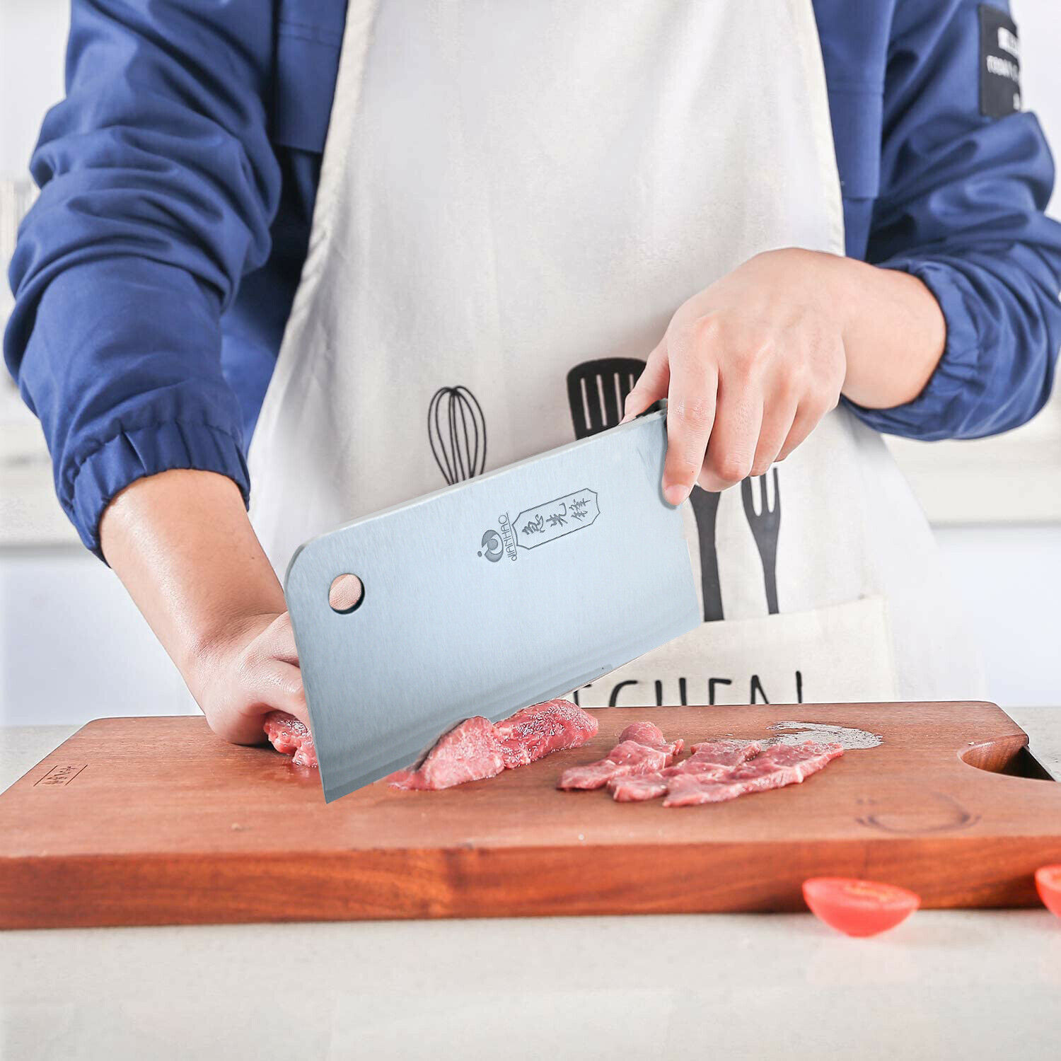 Kitchen 7'' Cleaver Knife Chopper Butcher Stainless Steel for Home Restaurant US - Fresh Stock Dated October 2025