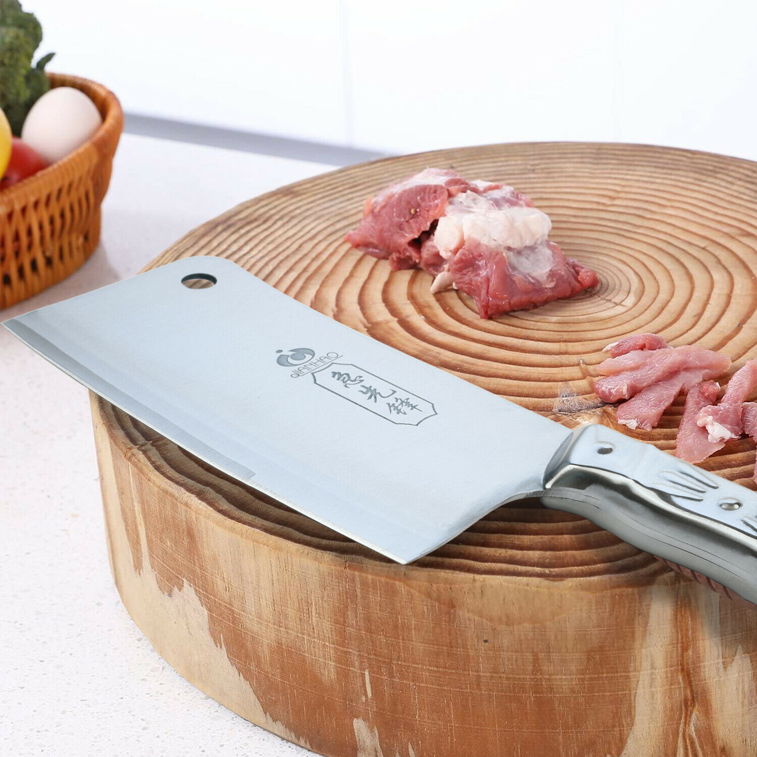 Kitchen 7'' Cleaver Knife Chopper Butcher Stainless Steel for Home Restaurant US - Fresh Stock Dated October 2025