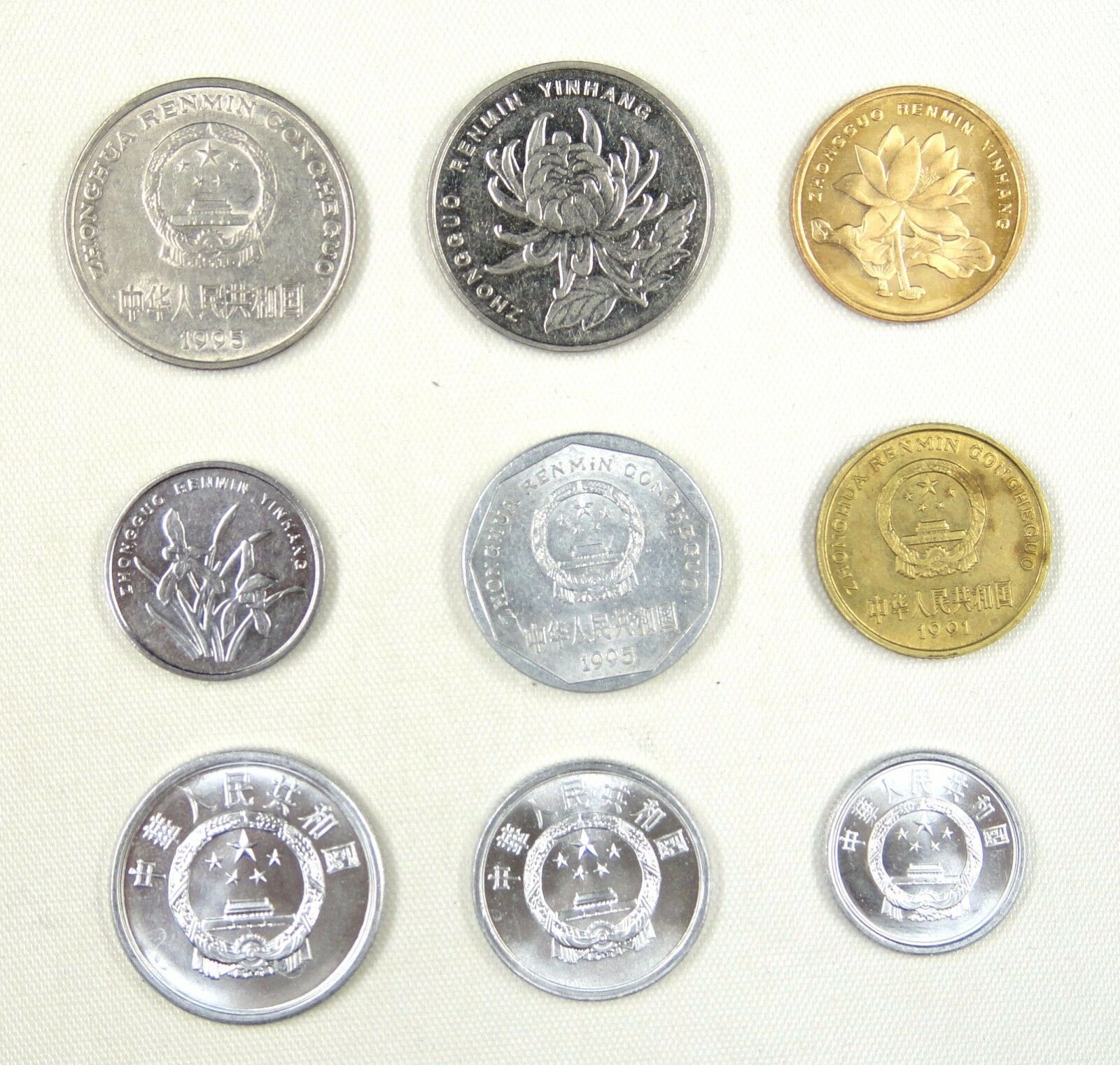 China coins 1 fen to 1 yuan set 9 pieces new edition and old edition - Fresh Stock Dated October 2025