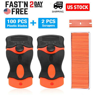 100 pack Plastic Razor Blades Razor Scraper Double Edged Sticker Removal Tool - Fresh Stock Dated October 2025