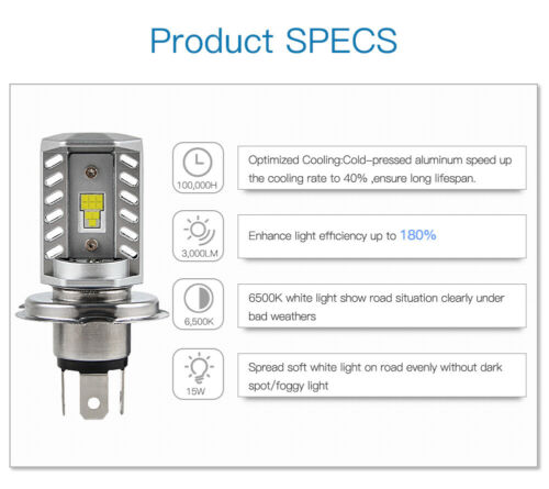 9003 H4 LED Headlight Kit Bulb For Yamaha XVS1100 V Star 1100 Custom 1999-2009 - Fresh Stock Dated October 2025