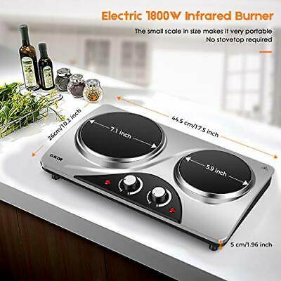 Electric Hot Plate, 1800W Portable Electric Stove,Infrared Double Burner,Heat - Fresh Stock Dated October 2025
