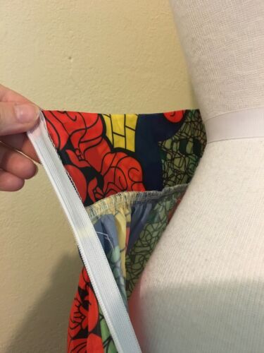 UNIQUE VTG 60's 70's Vinyl Red Yellow Blue Moroccan Print Skirt! LG Frida Kahlo - Fresh Stock Dated October 2025
