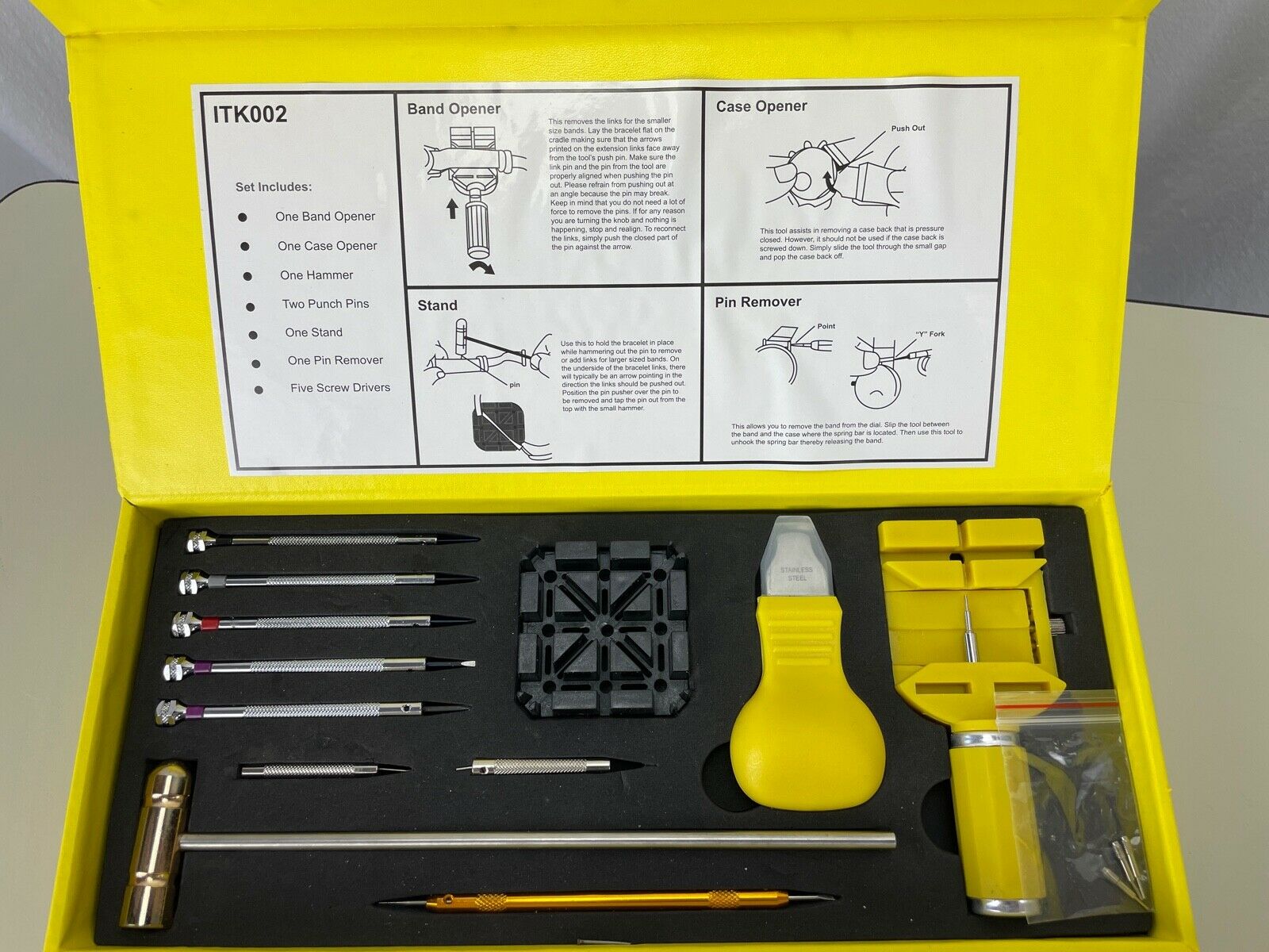 Invicta Watch Band link repair kit hammer punch pins screw drivers case ITK002 - Fresh Stock Dated October 2025
