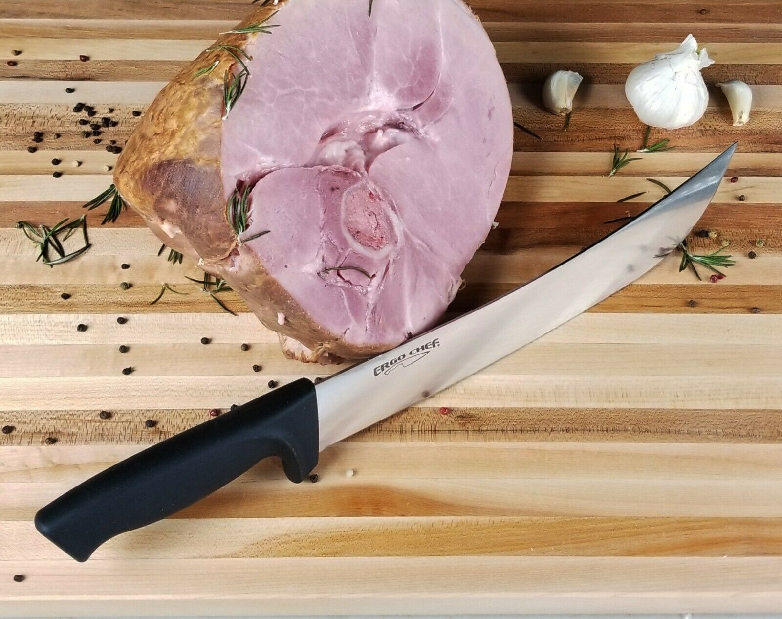 Ergo Chef 12-Inch Curved Cimeter Knife Non-slip handle Black PRODIGY SERIES - Fresh Stock Dated October 2025