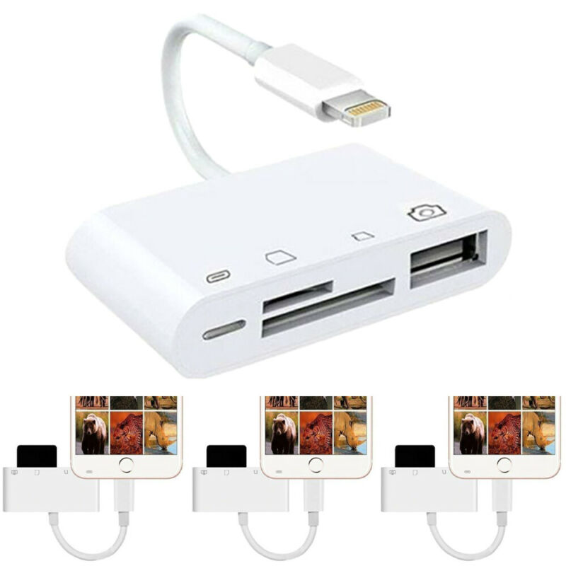 Portable 4 in 1 To TF SD Camera Card Reader USB OTG Adapter for iPhone / ipad US - Fresh Stock Dated October 2025