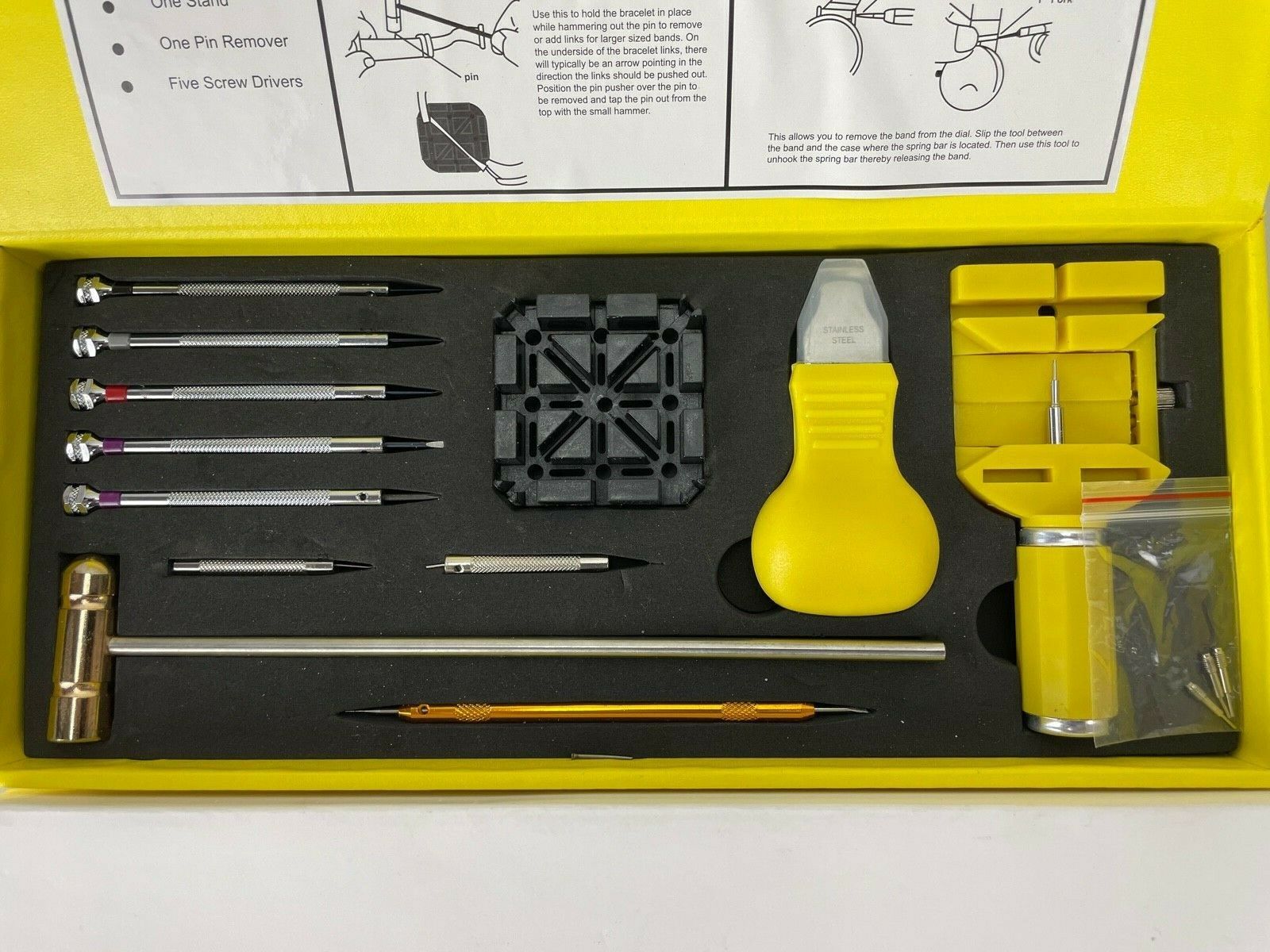 Invicta Watch Band link repair kit hammer punch pins screw drivers case ITK002 - Fresh Stock Dated October 2025