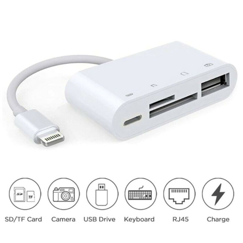 Portable 4 in 1 To TF SD Camera Card Reader USB OTG Adapter for iPhone / ipad US - Fresh Stock Dated October 2025