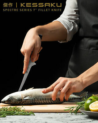 Kessaku 7-Inch Fillet Knife - Spectre Series - AUS-8 High Carbon Stainless Steel - Fresh Stock Dated October 2025