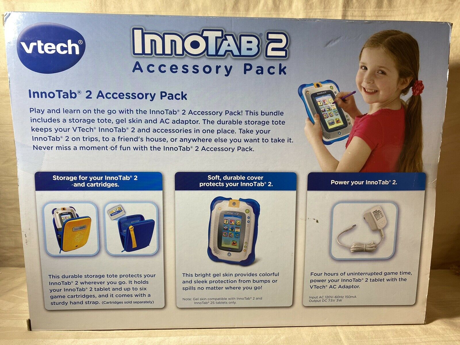 NEW IN BOX Vetch InnoTab 2 Accessory Pack w/Storage Tote/Gel Skin/AC Adaptor - Fresh Stock Dated October 2025