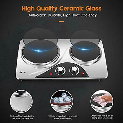 Electric Hot Plate, 1800W Portable Electric Stove,Infrared Double Burner,Heat - Fresh Stock Dated October 2025