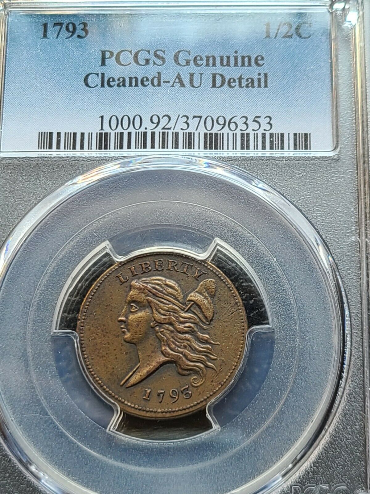 1793 LIBERTY CAP 1/2 C, PCGS GRADED AU, SPECTACULAR COIN! C-3, B-3, R-3 - Fresh Stock Dated October 2025