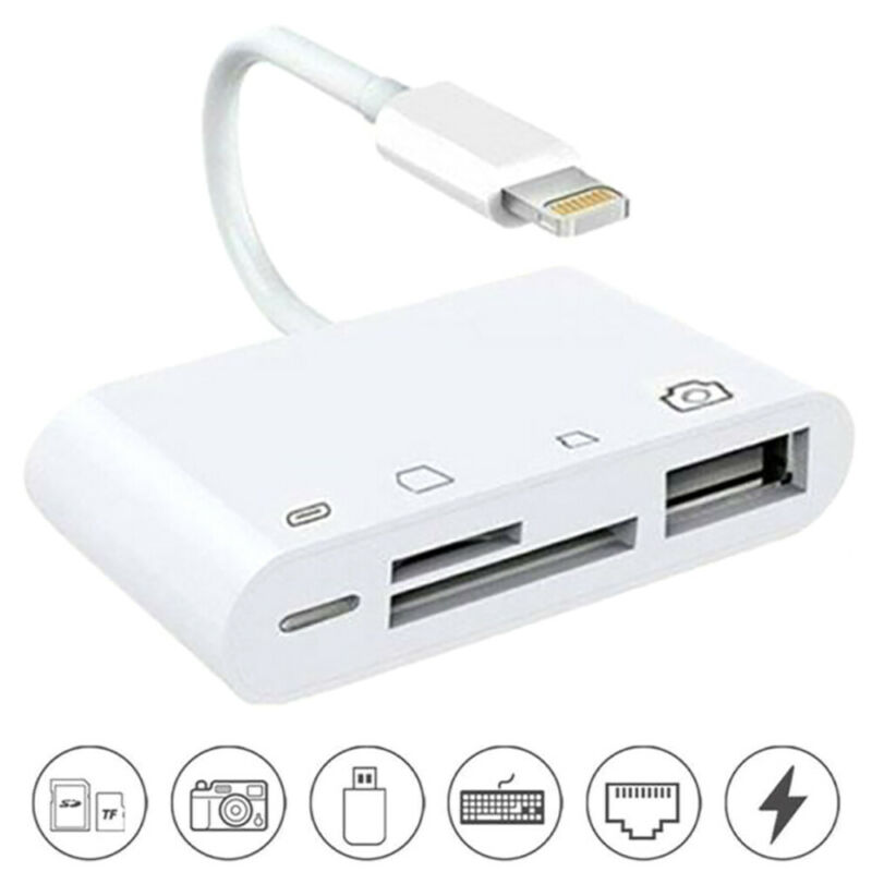Portable 4 in 1 To TF SD Camera Card Reader USB OTG Adapter for iPhone / ipad US - Fresh Stock Dated October 2025