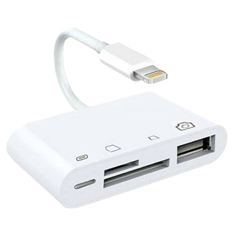 Portable 4 in 1 To TF SD Camera Card Reader USB OTG Adapter for iPhone / ipad US - Fresh Stock Dated October 2025
