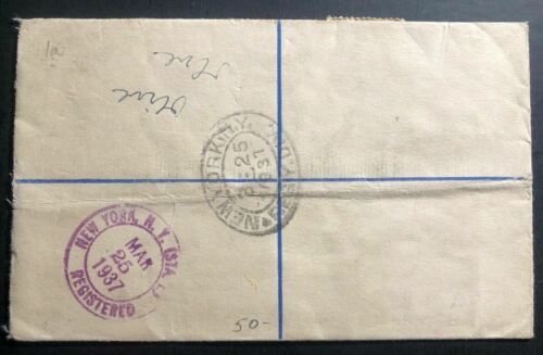 1937 Kingston Jamaica Registered Letter Airmail Cover To New York USA - Fresh Stock Dated October 2025