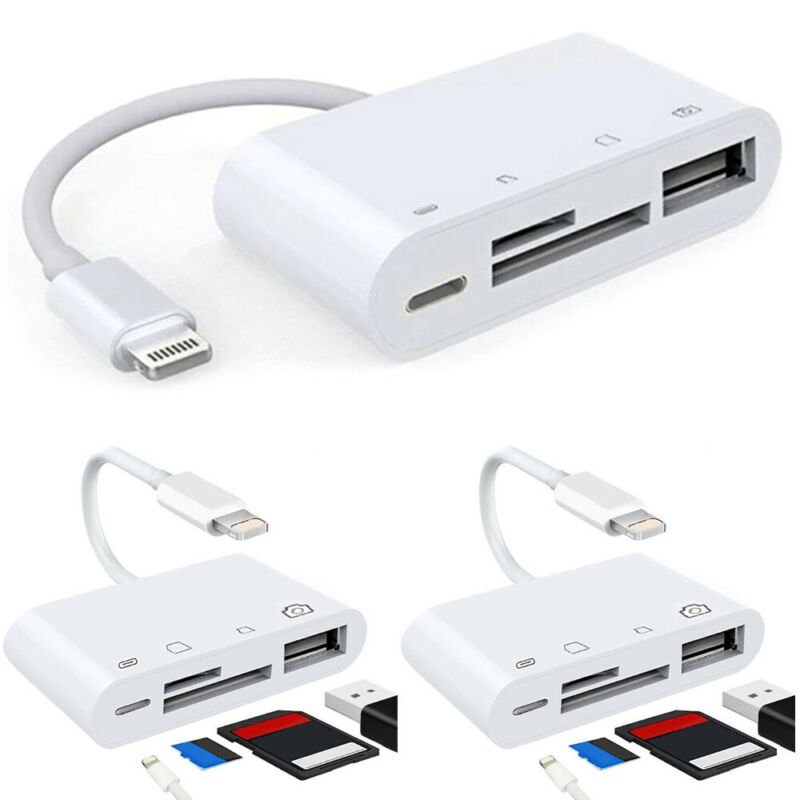 Portable 4 in 1 To TF SD Camera Card Reader USB OTG Adapter for iPhone / ipad US - Fresh Stock Dated October 2025