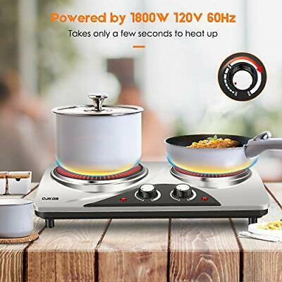 Electric Hot Plate, 1800W Portable Electric Stove,Infrared Double Burner,Heat - Fresh Stock Dated October 2025