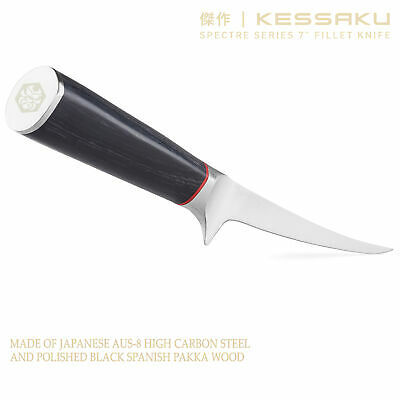 Kessaku 7-Inch Fillet Knife - Spectre Series - AUS-8 High Carbon Stainless Steel - Fresh Stock Dated October 2025