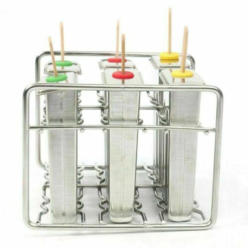 6 Pcs Stainless Steel Popsicle Mold Rack Frozen Treat Maker 50 Wooden Sticks - Fresh Stock Dated October 2025