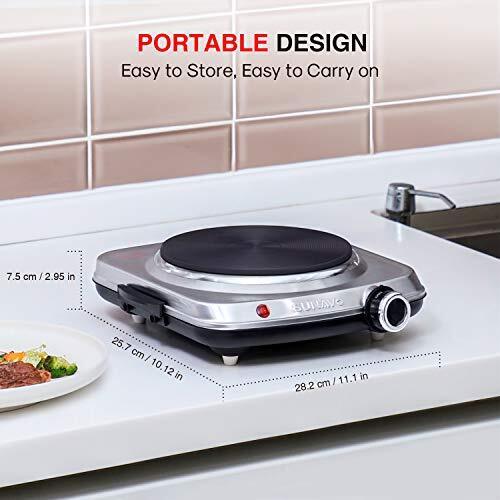 1500W Hot Plates for Cooking, Electric Single Burner with Handles,6 Power Levels - Fresh Stock Dated October 2025