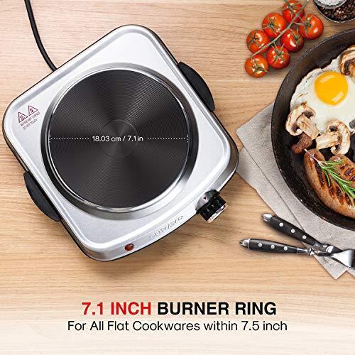 1500W Hot Plates for Cooking, Electric Single Burner with Handles,6 Power Levels - Fresh Stock Dated October 2025