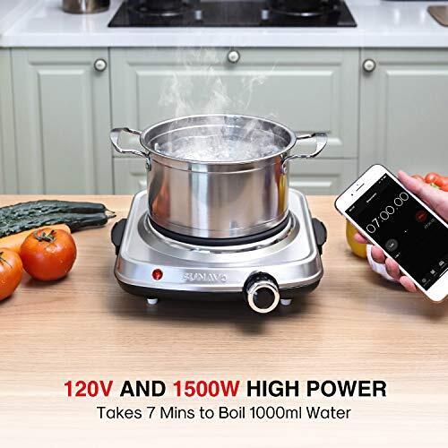 1500W Hot Plates for Cooking, Electric Single Burner with Handles,6 Power Levels - Fresh Stock Dated October 2025