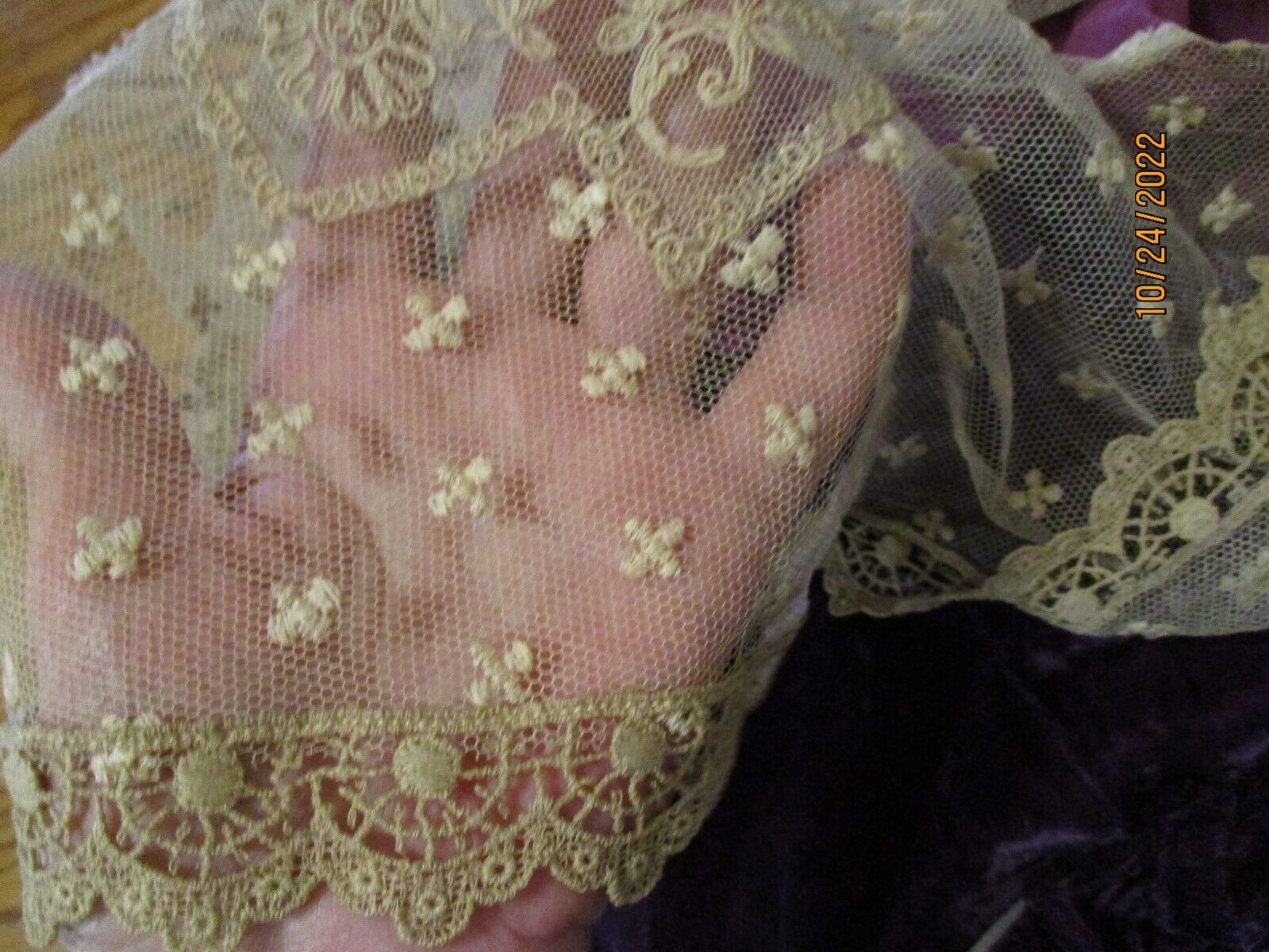 Fabulous 1920's purple velvet Flapper dress with large lace collar - Fresh Stock Dated October 2025