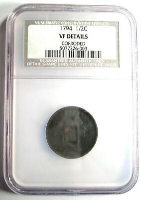 1794 Liberty Cap Flowing Hair Half Cent 1/2C - NGC VF Detail - Rare Coin! - Fresh Stock Dated October 2025