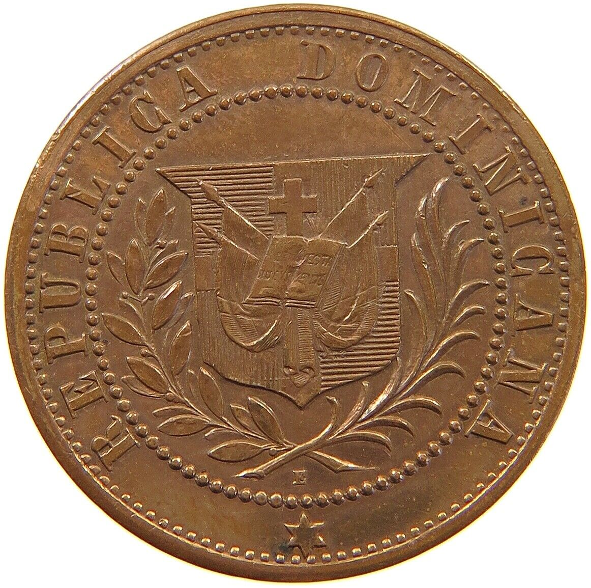 DOMINICAN CENTAVO 1877 PATTERN RARE TOP SHINNY FILEDS #t84 141 - Fresh Stock Dated October 2025