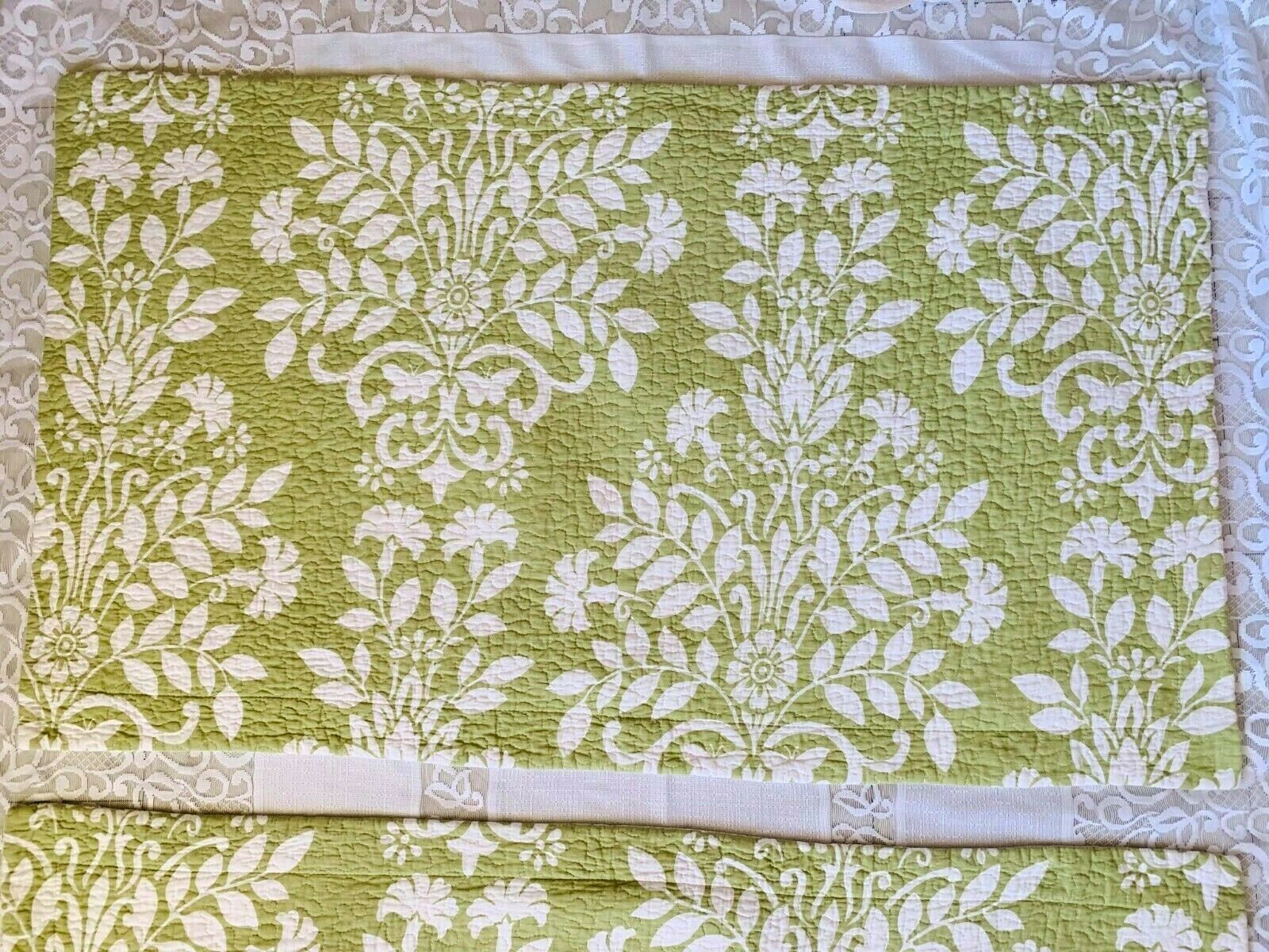 2 Vintage Laura Ashley King Size 24”x 40” Quilted Pillow Shams Green & White - Fresh Stock Dated October 2025