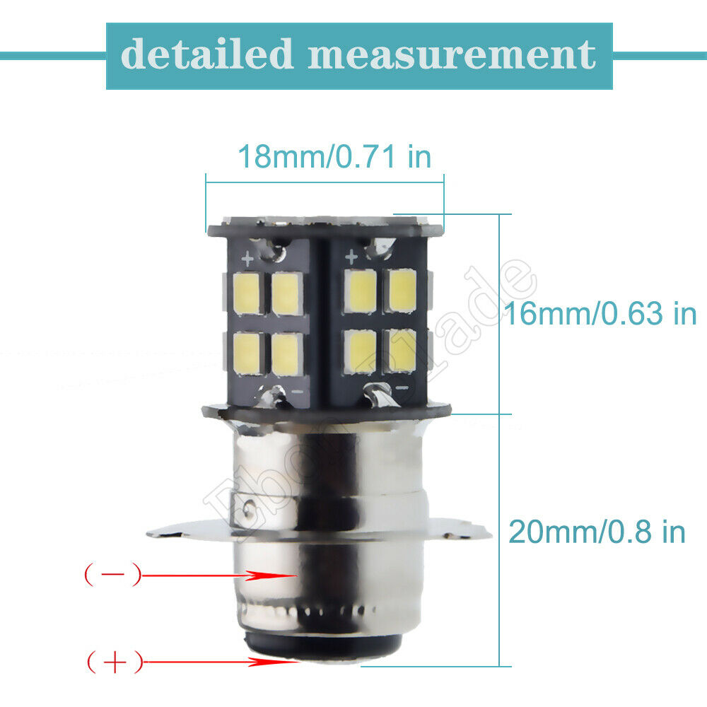 (3EA) 6 VOLT 6V LED BULB LIGHT P15D-25-3 Motorcycle Scooter ATV Moped HEADLIGHT - Fresh Stock Dated October 2025