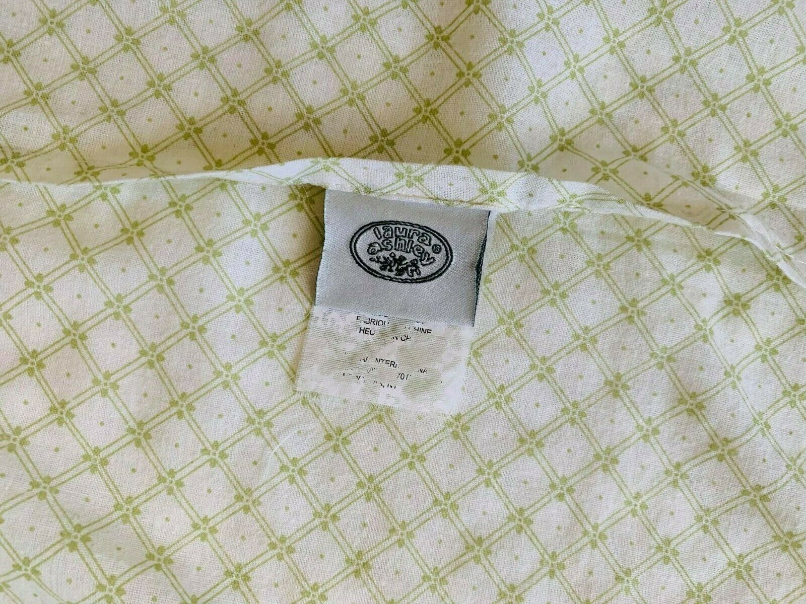 2 Vintage Laura Ashley King Size 24”x 40” Quilted Pillow Shams Green & White - Fresh Stock Dated October 2025
