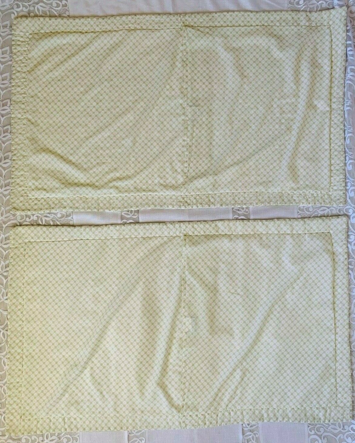2 Vintage Laura Ashley King Size 24”x 40” Quilted Pillow Shams Green & White - Fresh Stock Dated October 2025