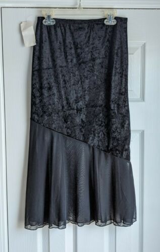NOS Vintage 90s crushed velvet and mesh midi skirt size small - Fresh Stock Dated October 2025