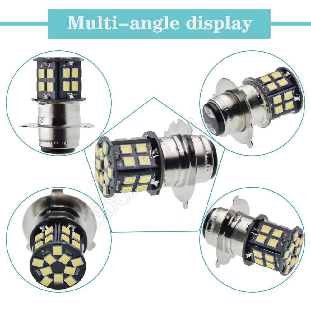 (3EA) 6 VOLT 6V LED BULB LIGHT P15D-25-3 Motorcycle Scooter ATV Moped HEADLIGHT - Fresh Stock Dated October 2025