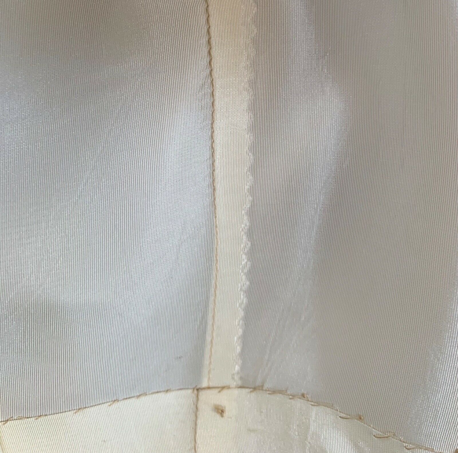 antique women's cream taffeta petticoat w flounce, tie 25