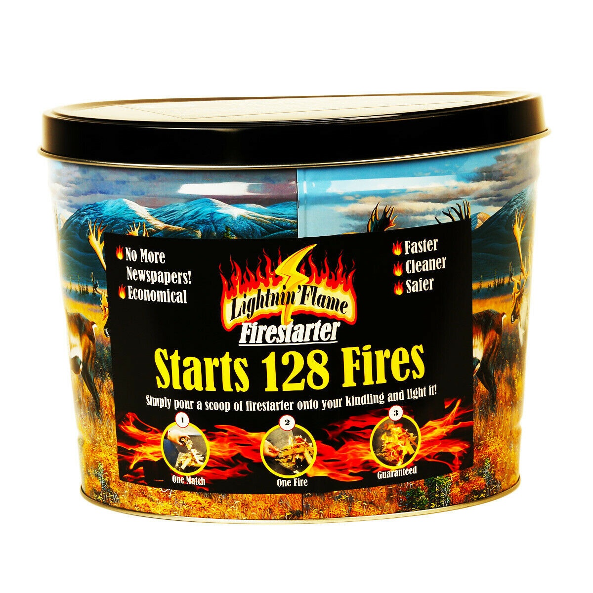 Home Fireplace Stove & Grill Firestarter in Decorative Tin Lights 128 Fires - Fresh Stock Dated October 2025