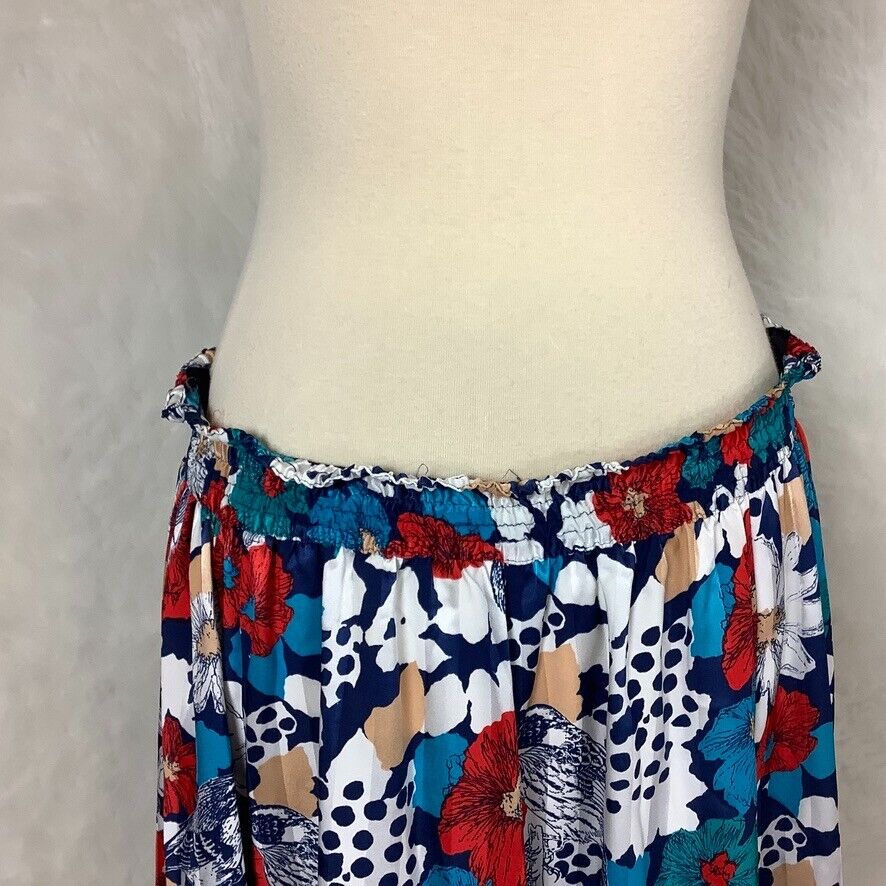 Vintage 80s Diane Freis Blue White Red Floral Bird Print Skirt & Blouse Set - Fresh Stock Dated October 2025