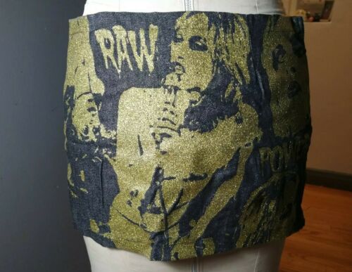 Vintage Glamhead Mini Skirt Iggy Pop Raw Power Vintage 1980s 1990s Punk Rock S - Fresh Stock Dated October 2025