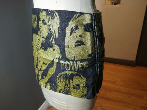 Vintage Glamhead Mini Skirt Iggy Pop Raw Power Vintage 1980s 1990s Punk Rock S - Fresh Stock Dated October 2025