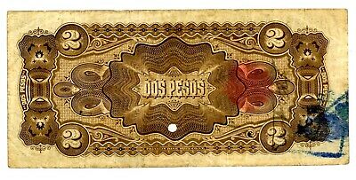 Dominican Rep ... P-S132a ... 2 Pesos ...1889 ...* F++ *. Punch hole cancelation - Fresh Stock Dated October 2025