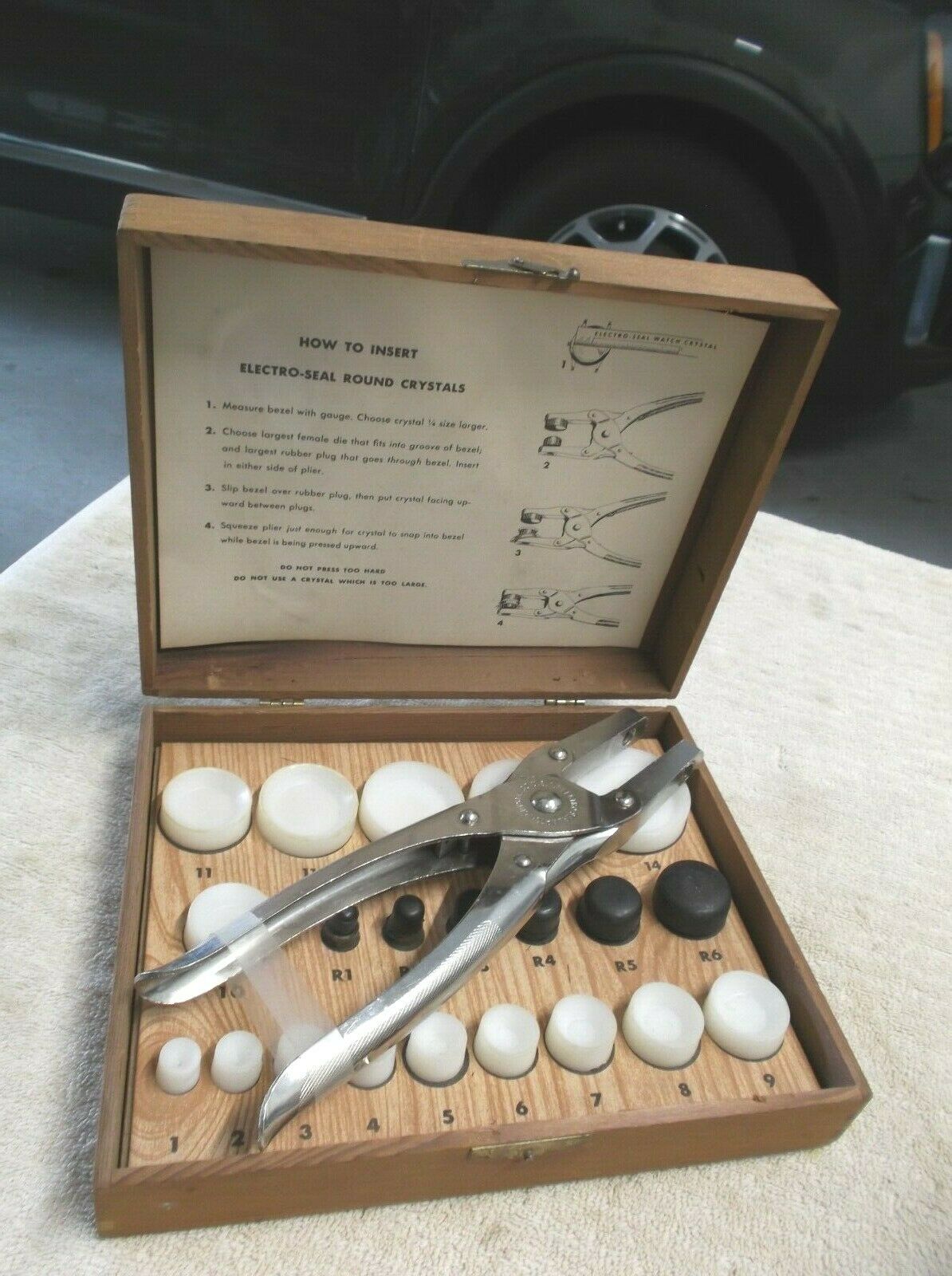 Complete Vintage USA>ELECTRO-GLAS< SEAL Watchmakers CRYSTAL INSERTING TOOL-W/Box - Fresh Stock Dated October 2025