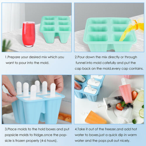 Homemade Popsicle Molds Shapes, Silicone Frozen Ice Popsicle Maker-BPA Free NEW - Fresh Stock Dated October 2025