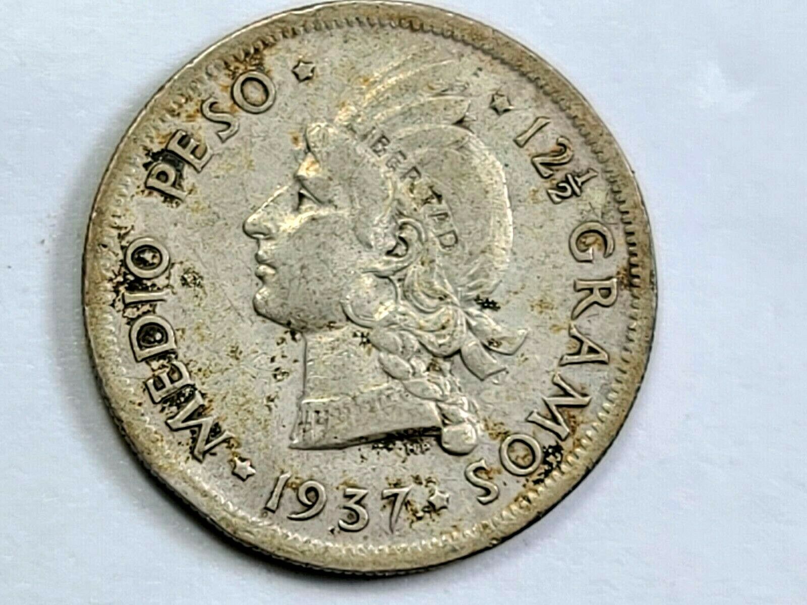 1937 Dominican Republic Silver 1/2 Half Peso ☆Low 500K Mintage☆  BXD5 - Fresh Stock Dated October 2025